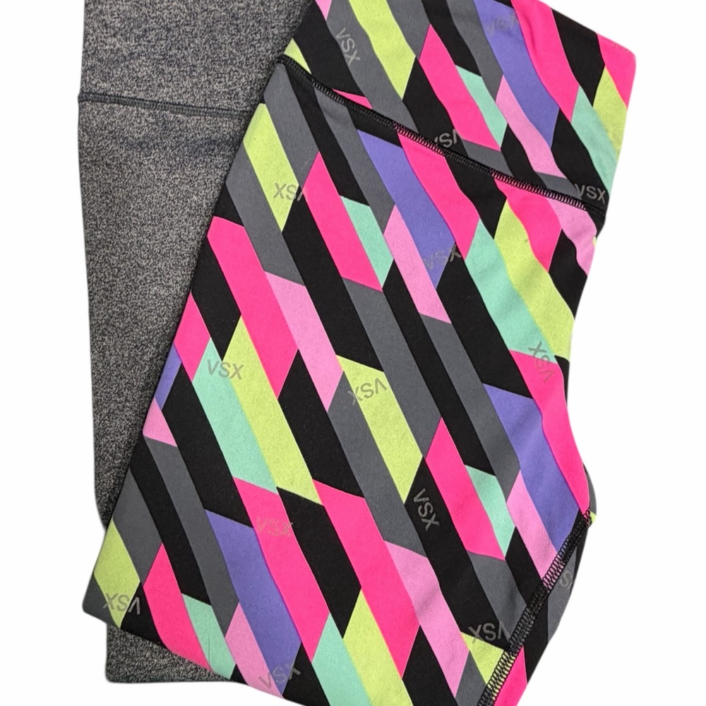 VSX Neon Geometric Bike Shorts in Pink, Lime, Purple & Black